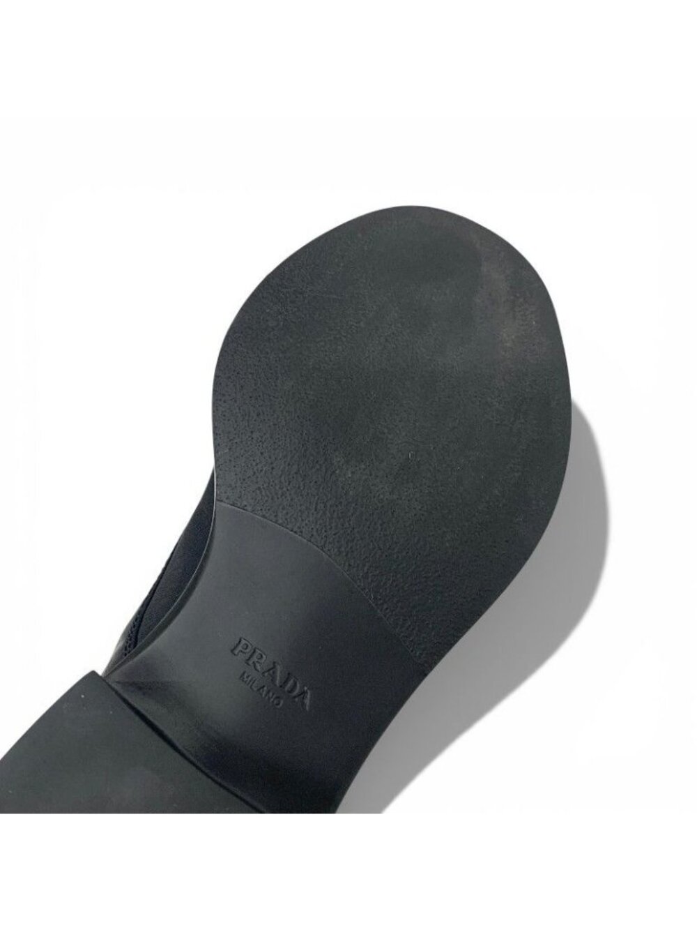 Prada Boots Long Shoes Nylon Brushed Leather Black Re-Nylon Triangle Logo - Picture 8 of 10